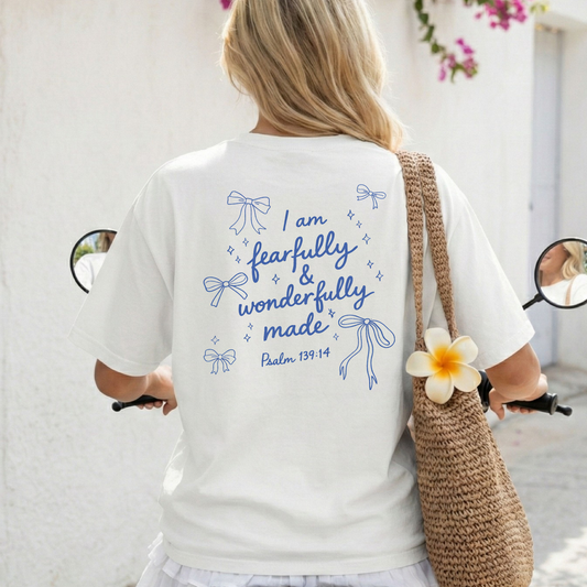 I Am Fearfully & Wonderfully Made T-Shirt in White – Church Outfit design