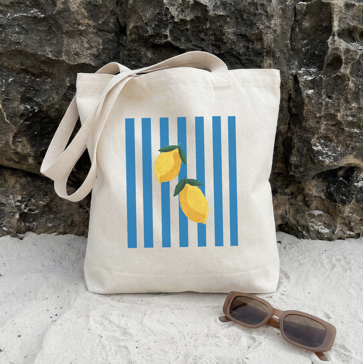 Lemon Striped Tote Bag