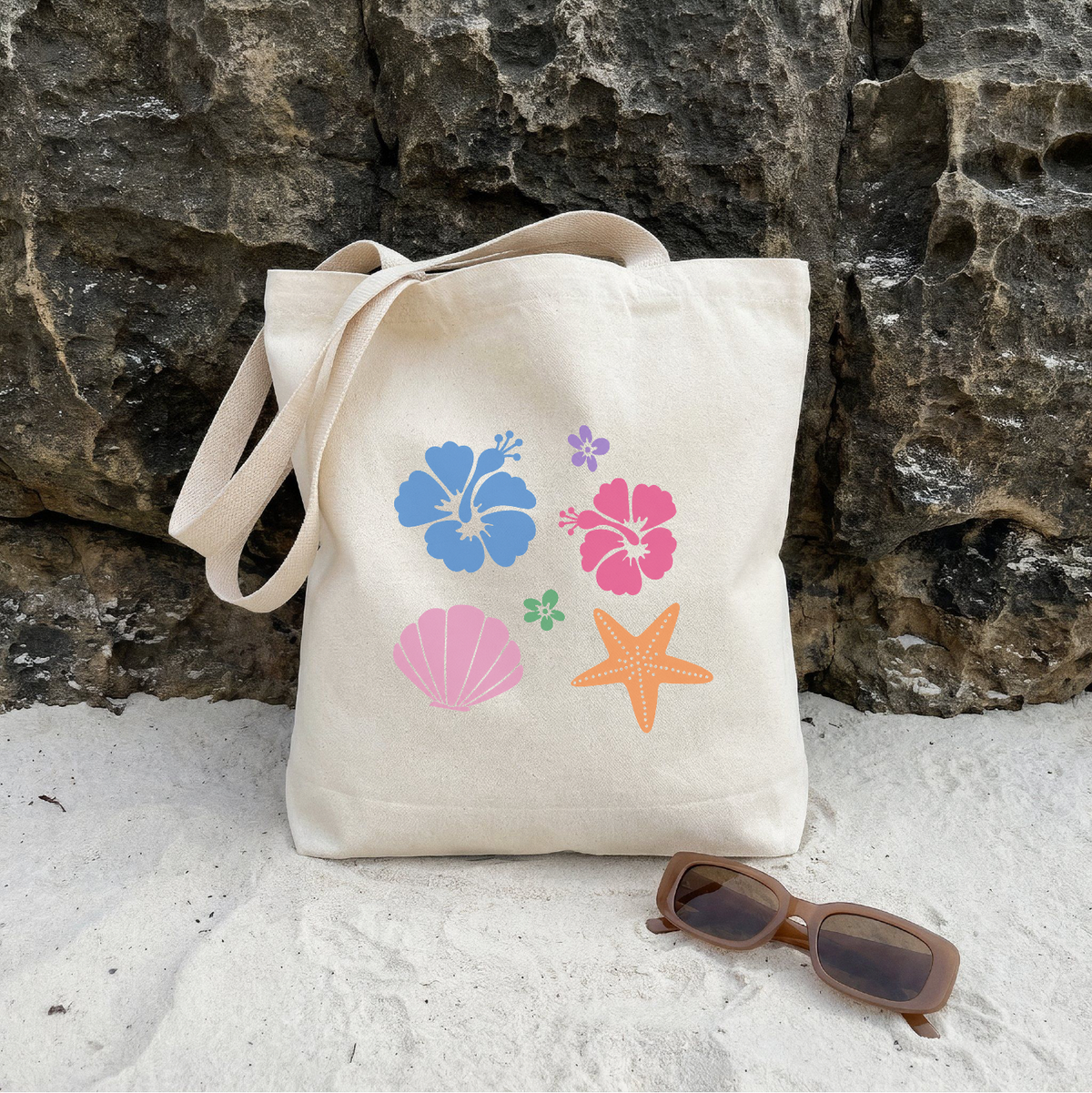 Hibiscus Seashell Tote Bag