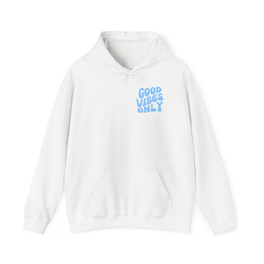 Good Vibes Only Hoodie – unisex pullover hoodie with retro Good Vibes Only script graphic