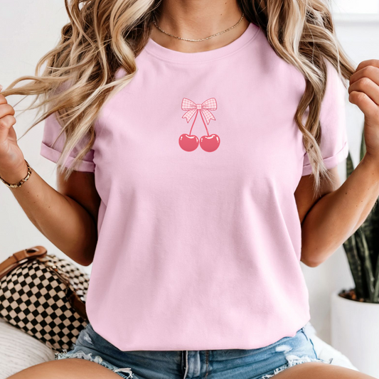 Cherry Bow T-Shirt – Cute Pink Cherry Graphic Tee