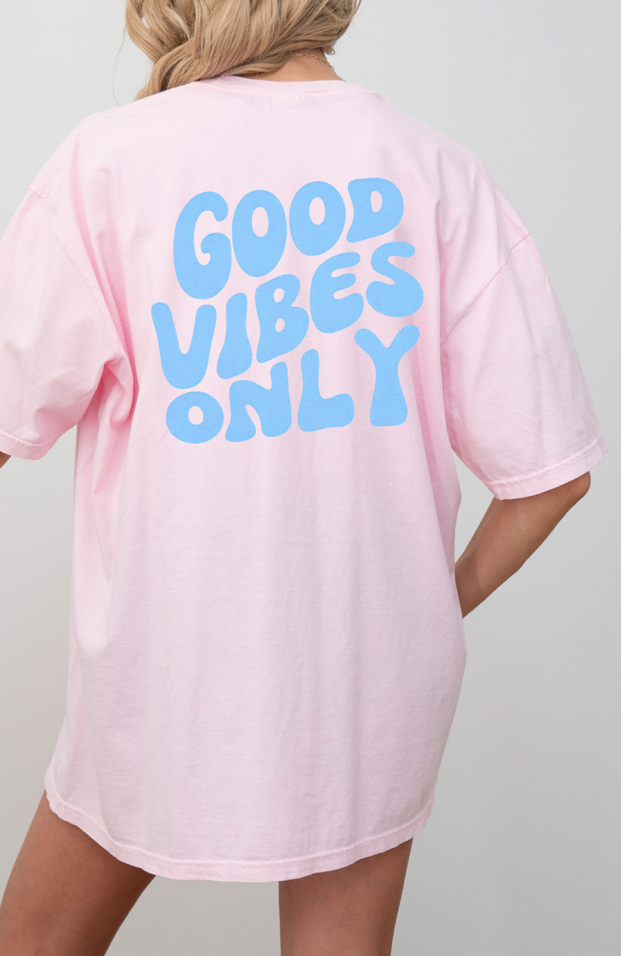 Good Vibes Only T-Shirt — Retro Blue Graphic Tee