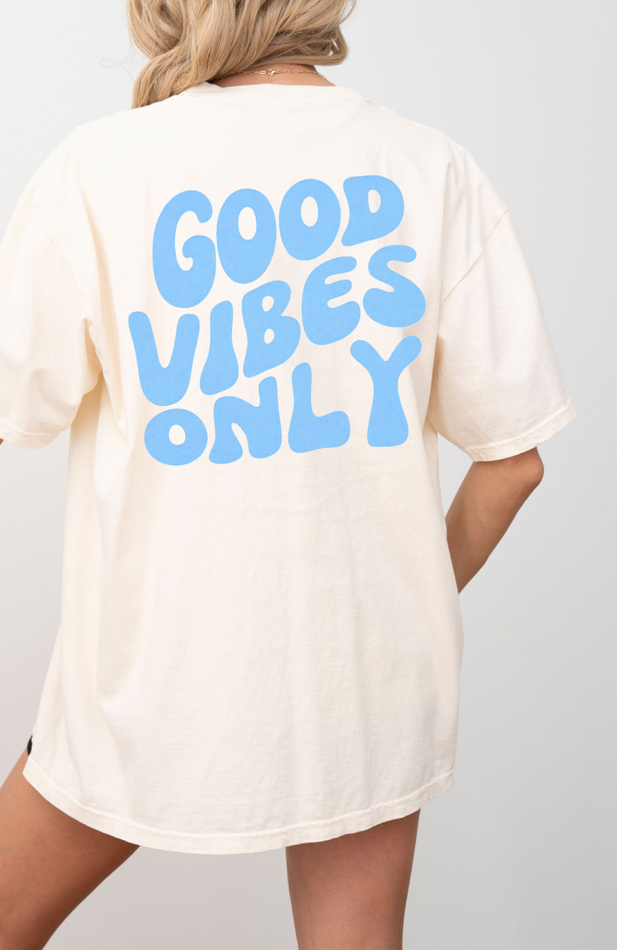 Good Vibes Only T-Shirt — Retro Blue Graphic Tee