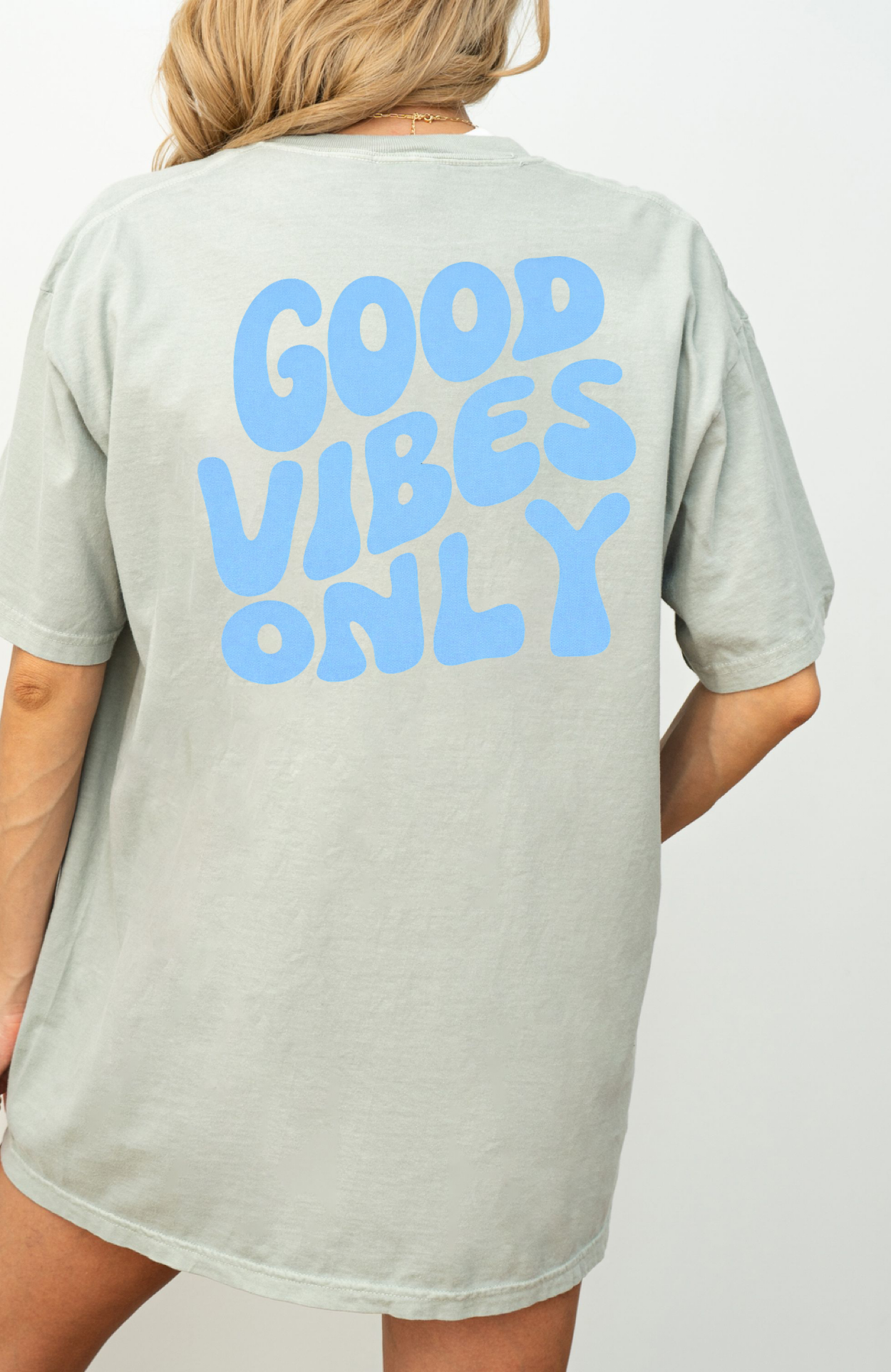 Good Vibes Only T-Shirt — Retro Blue Graphic Tee