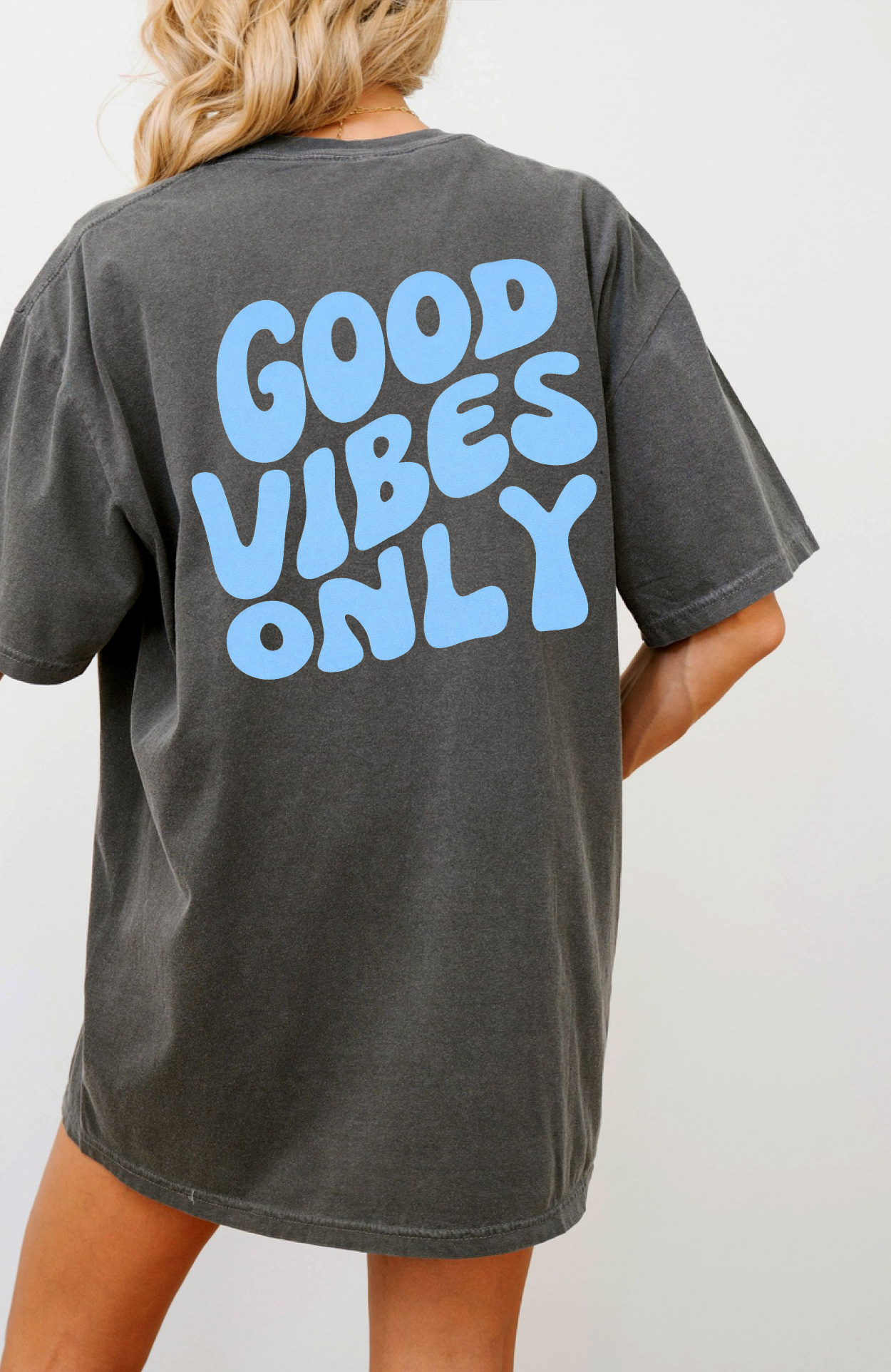Good Vibes Only T-Shirt — Retro Blue Graphic Tee