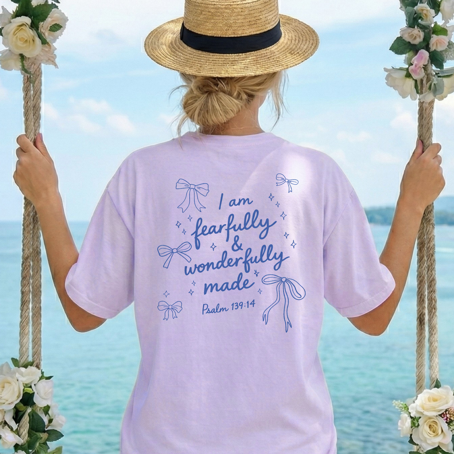 Scripture Bow T-Shirt — "I am fearfully & wonderfully made" (Psalm 139:14)