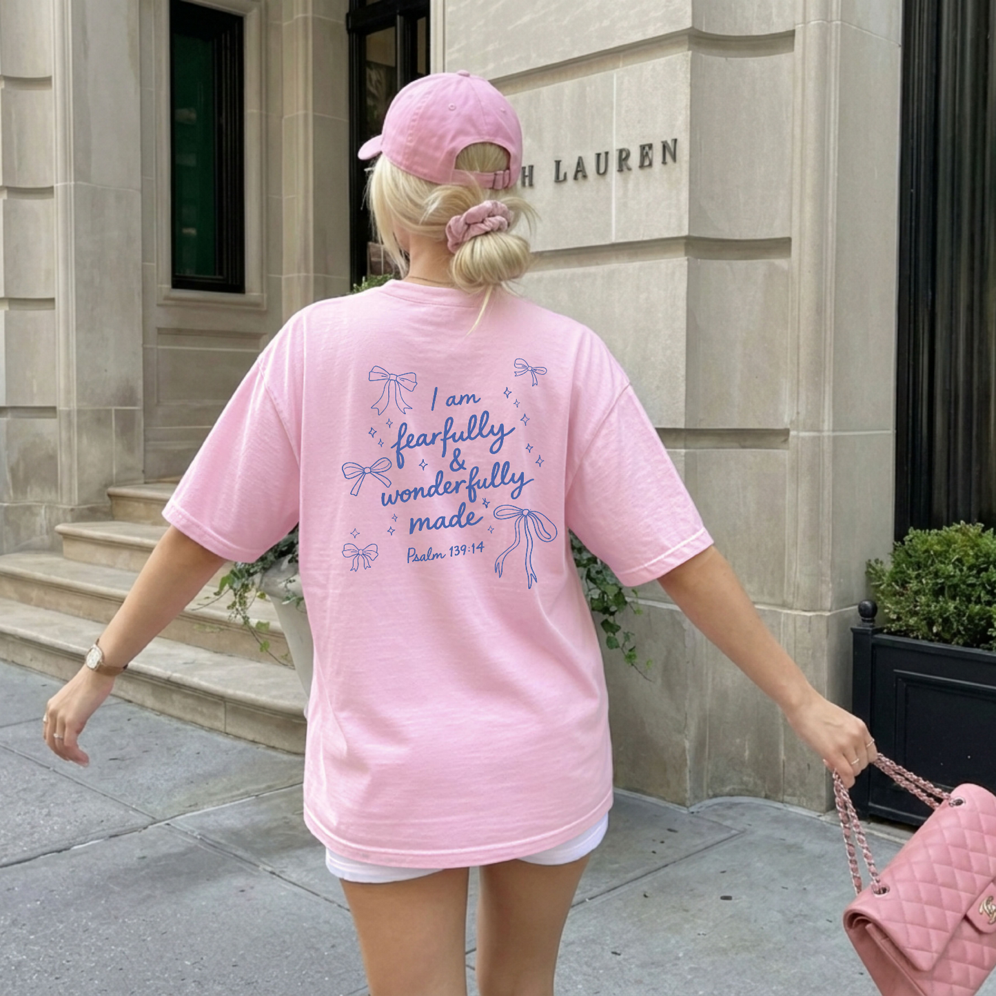 Scripture Bow T-Shirt — "I am fearfully & wonderfully made" (Psalm 139:14)