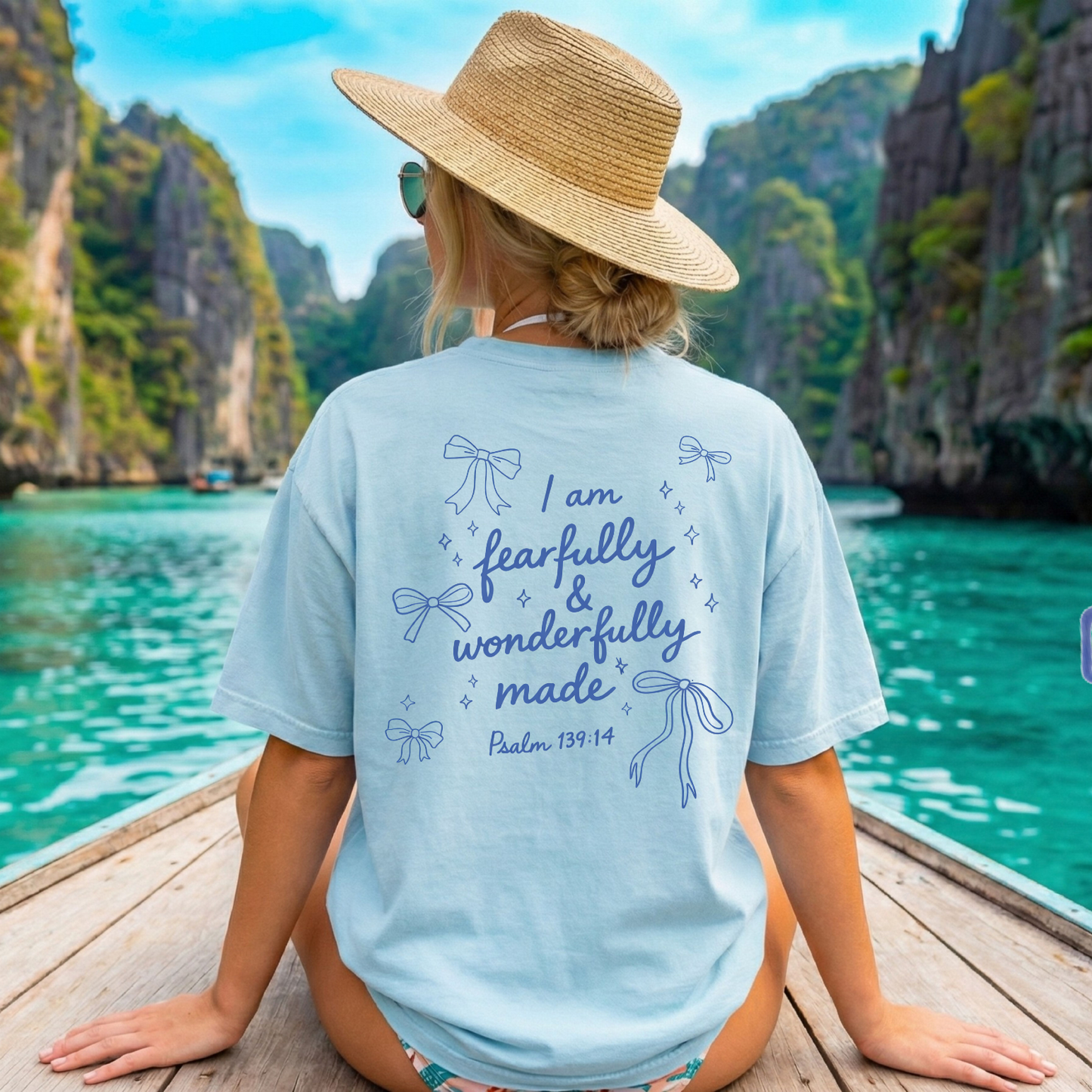 Scripture Bow T-Shirt — "I am fearfully & wonderfully made" (Psalm 139:14)