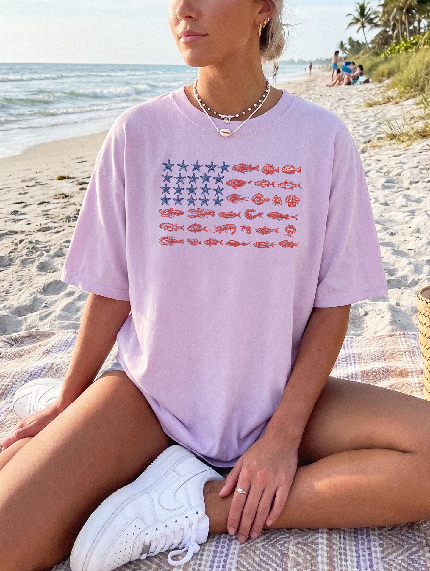Flag T-Shirt — American Fish Pattern Tee