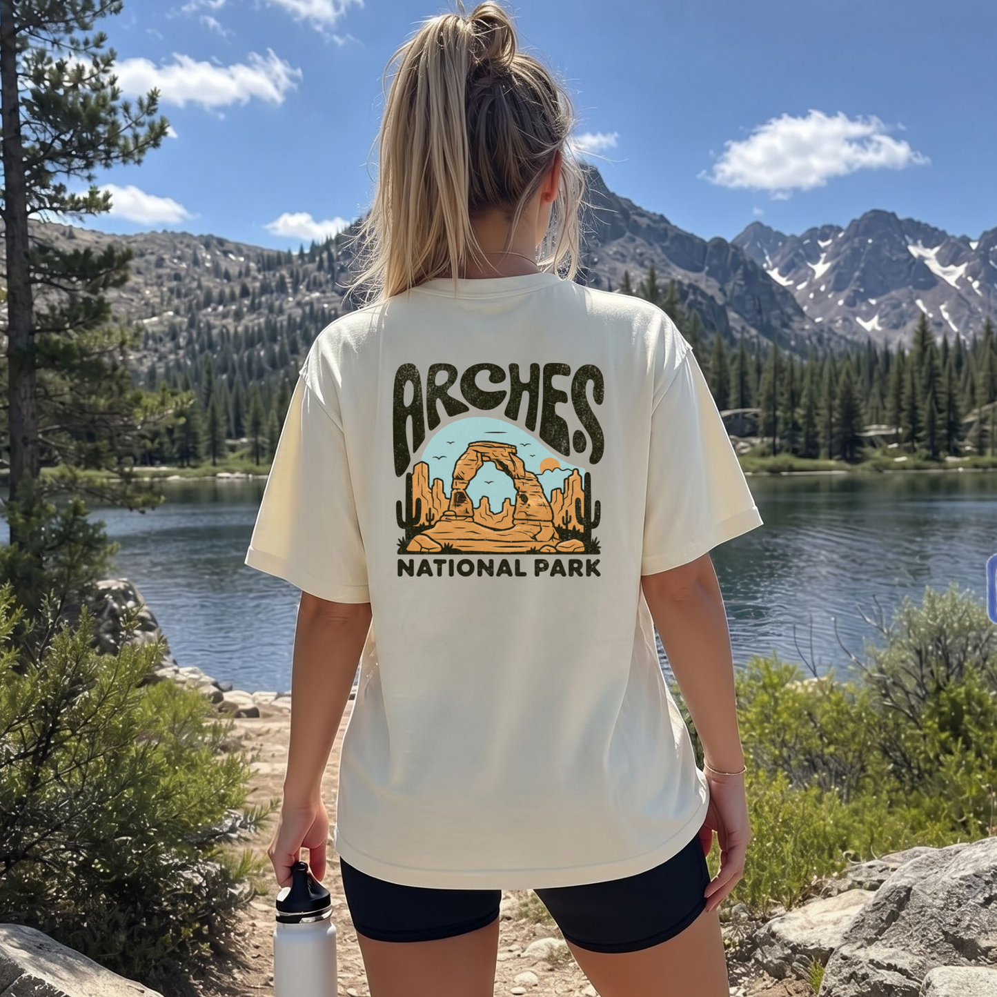 Arches National Park Graphic T-Shirt — Desert Arch Illustration Tee