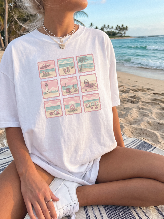 Beach Postcards T-Shirt in White – Beach Graphic design