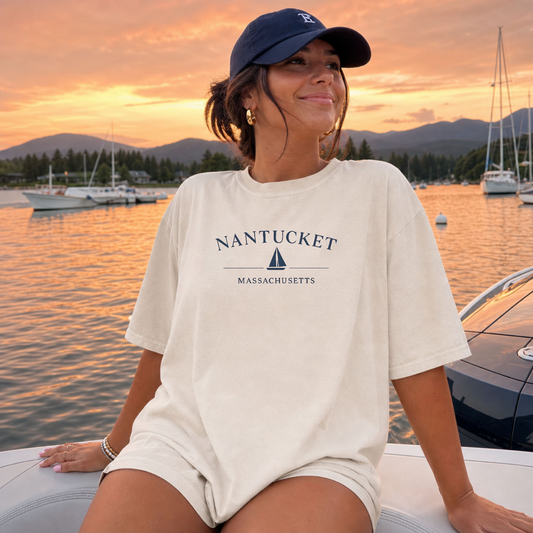 Nantucket Massachusetts T-Shirt in Ivory – Garment Dyed design