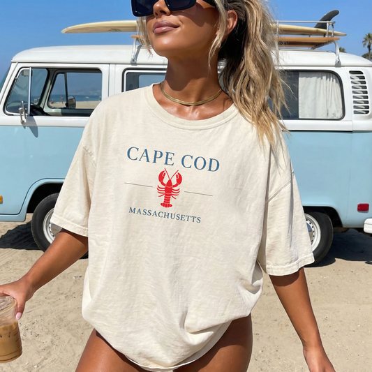 Cape Cod Lobster T-Shirt in Ivory – Beach Souvenir design
