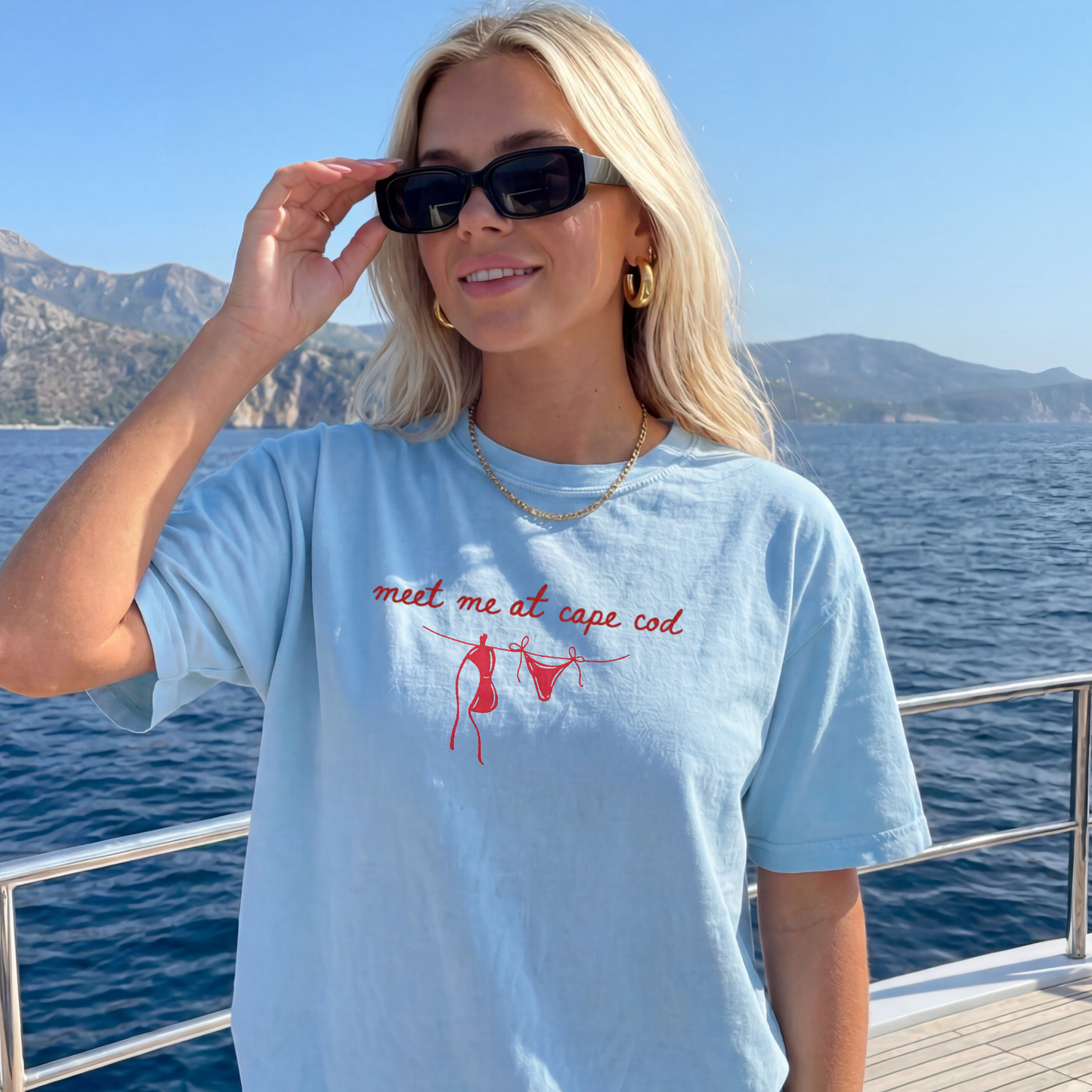 Meet Me At Cape Cod T-Shirt in Chambray – Couples Vacation design