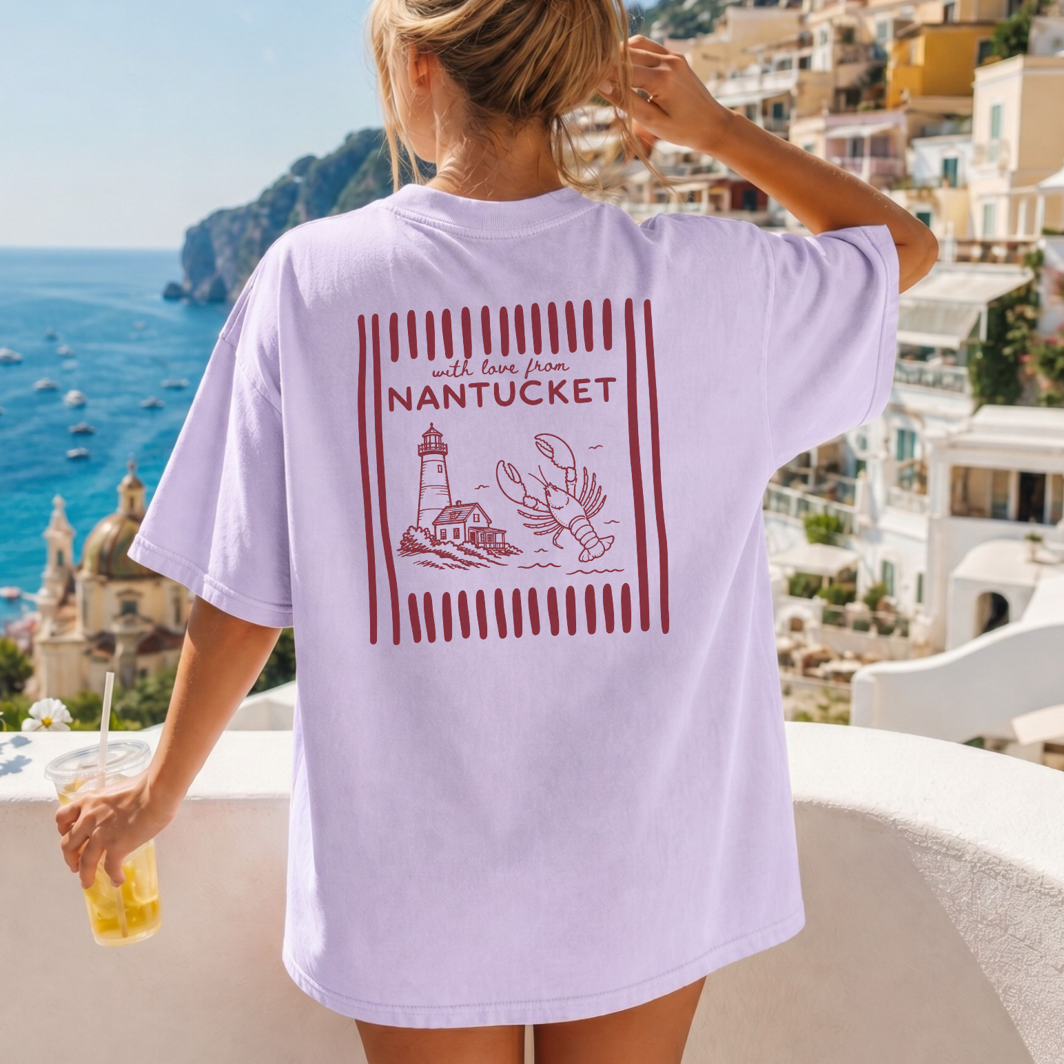 with love from nantucket orchid t-shirt lighthouse lobster