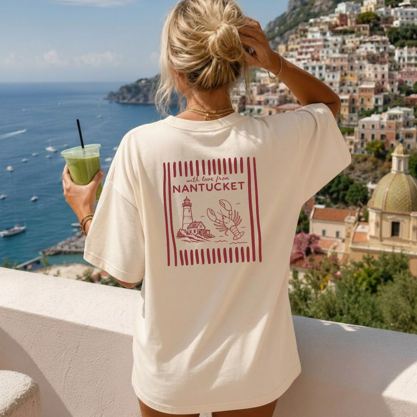 with love from nantucket ivory t-shirt lighthouse lobster