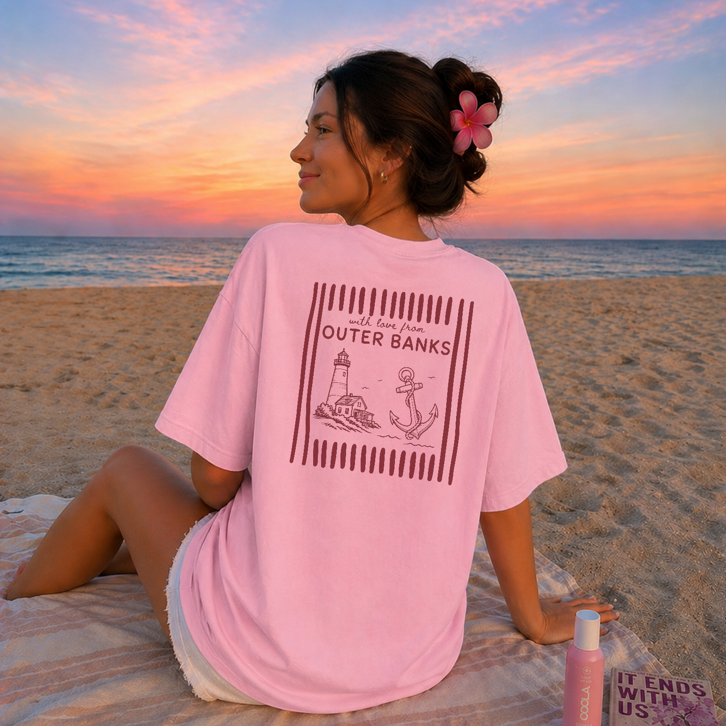 with love from outer banks blossom t-shirt lighthouse anchor