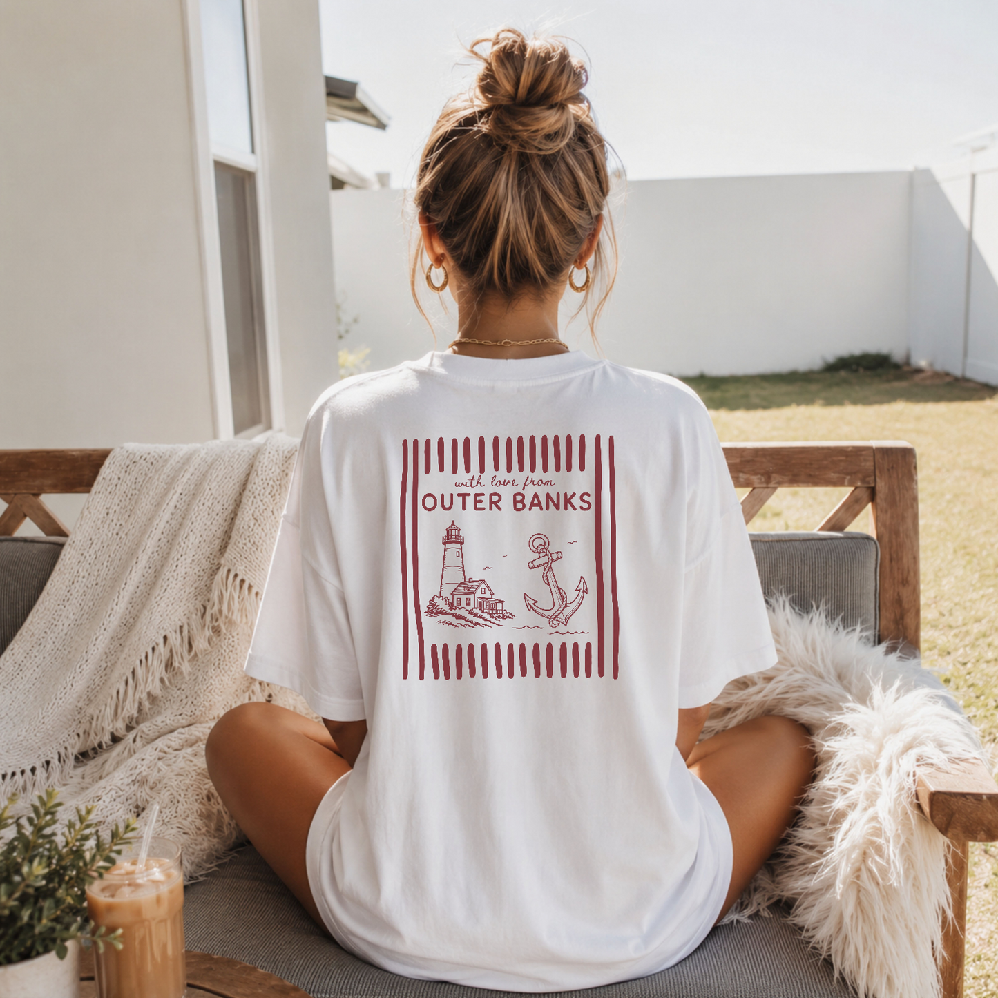 with love from outer banks white t-shirt lighthouse anchor