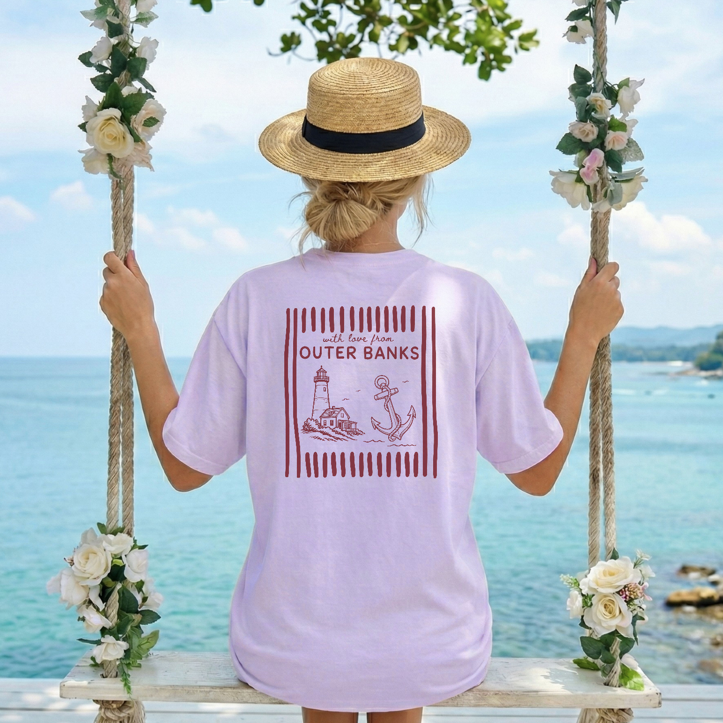 with love from outer banks orchid t-shirt lighthouse anchor