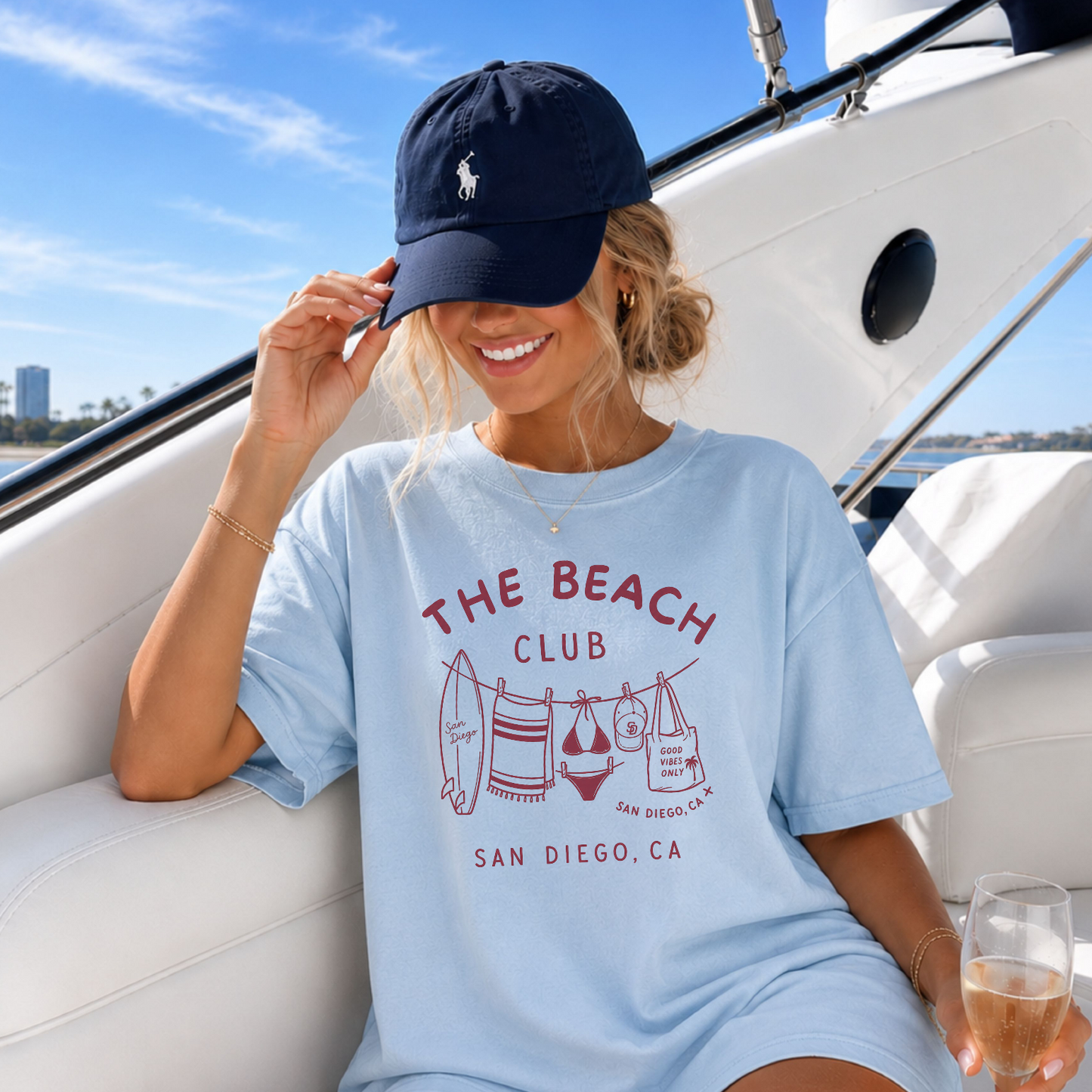 The San Diego Beach Club T-Shirt in Chambray – Casual Summer design