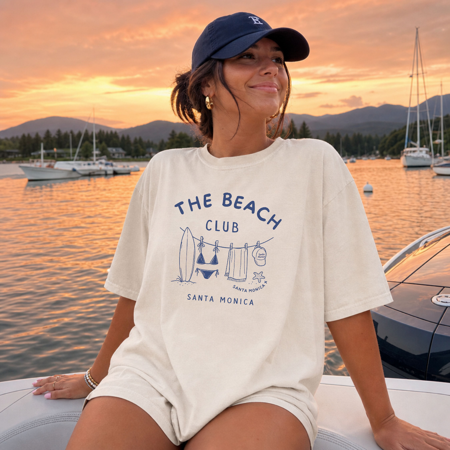 Santa Monica Beach Club T-Shirt in Ivory – Casual Summer design