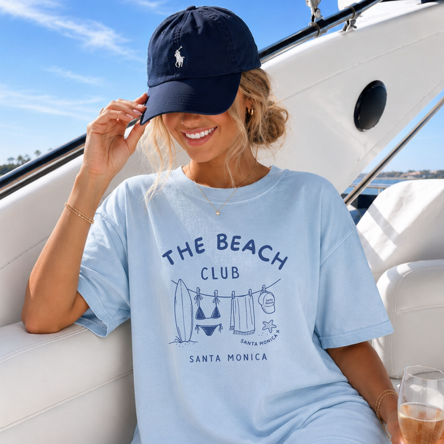 Santa Monica Beach Club T-Shirt in Chambray – Casual Summer design