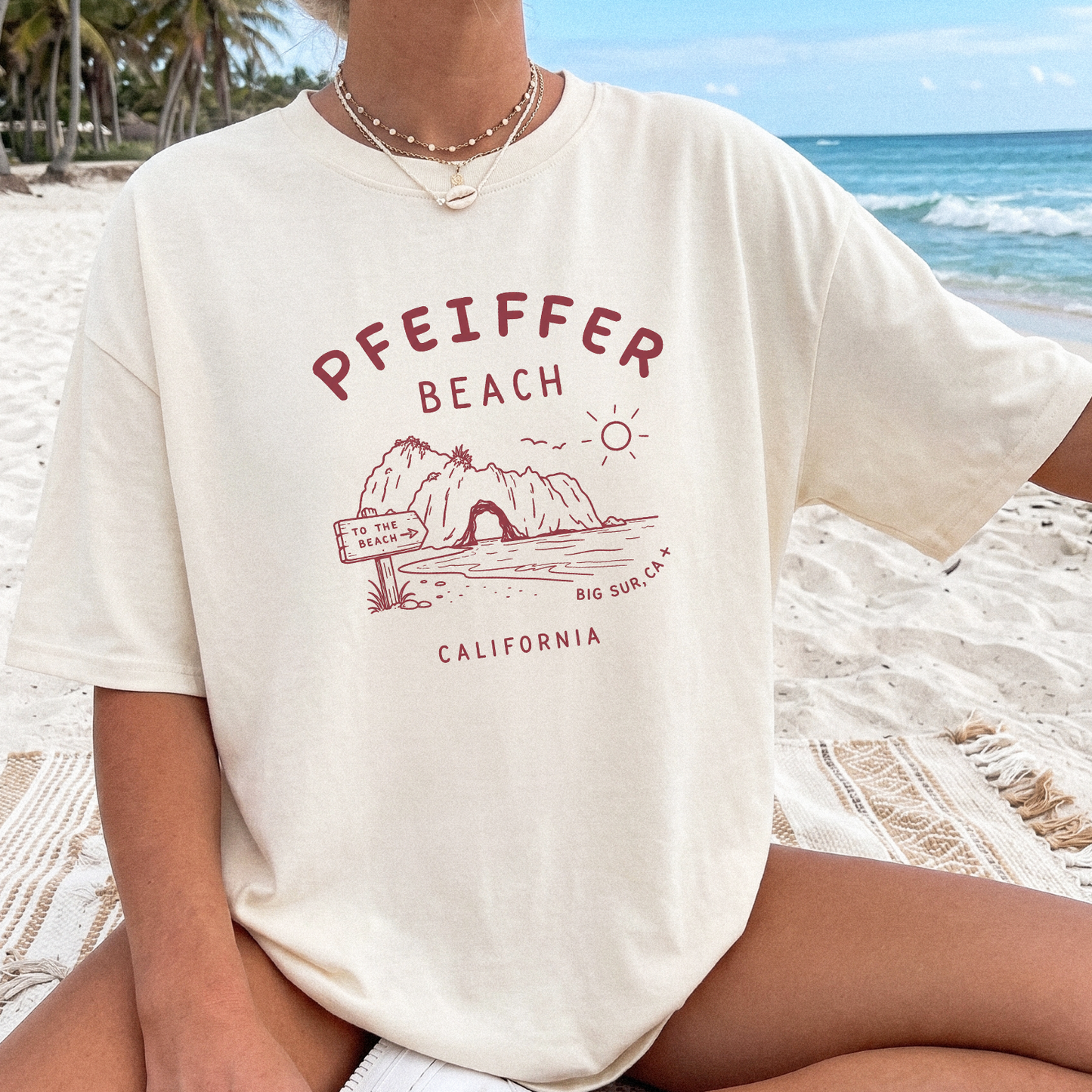 Pfeiffer Beach California T-Shirt in Ivory – Casual Summer design
