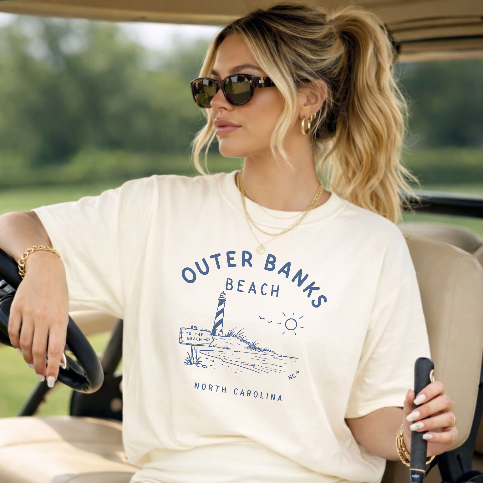 Outer Banks Beach T-Shirt in Ivory – Casual Beachwear design