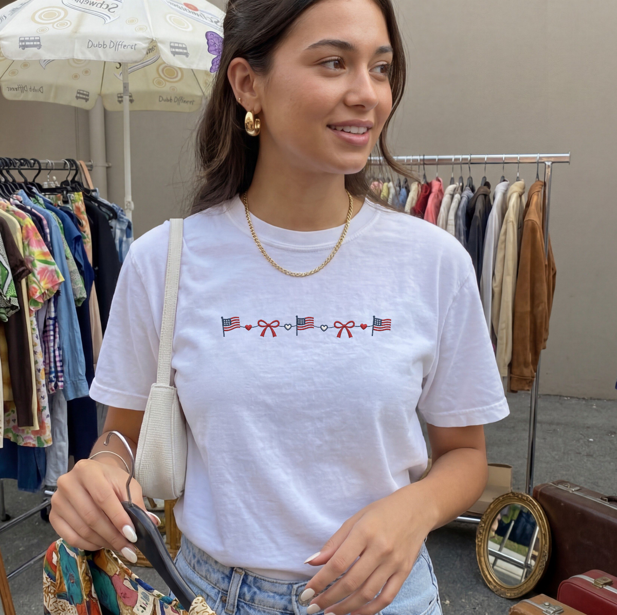 American Flag + Bow Shirt