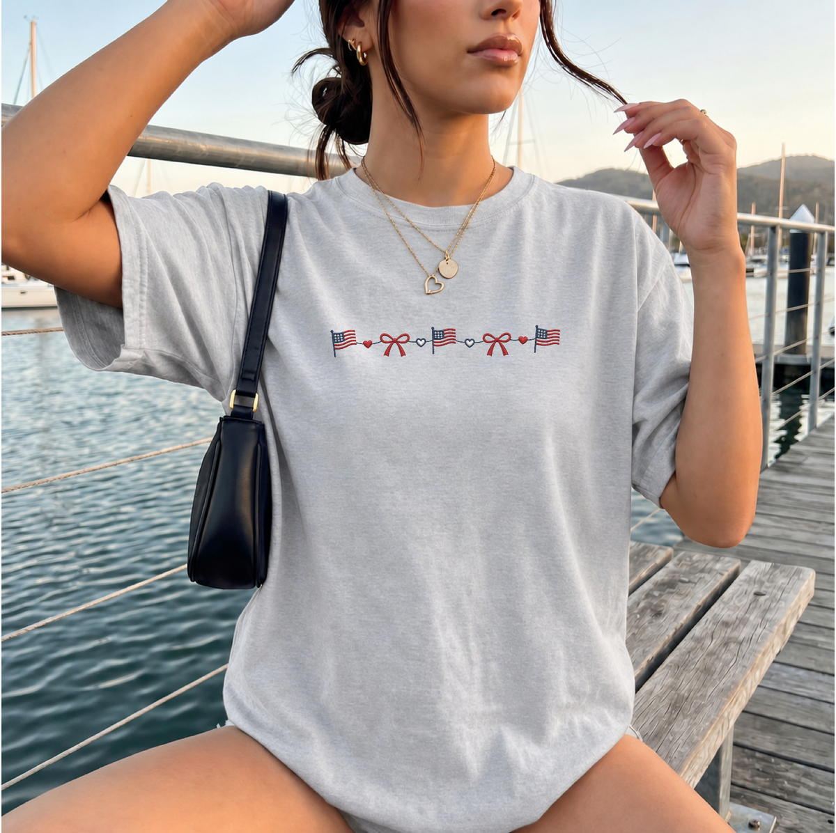 American Flag + Bow Shirt