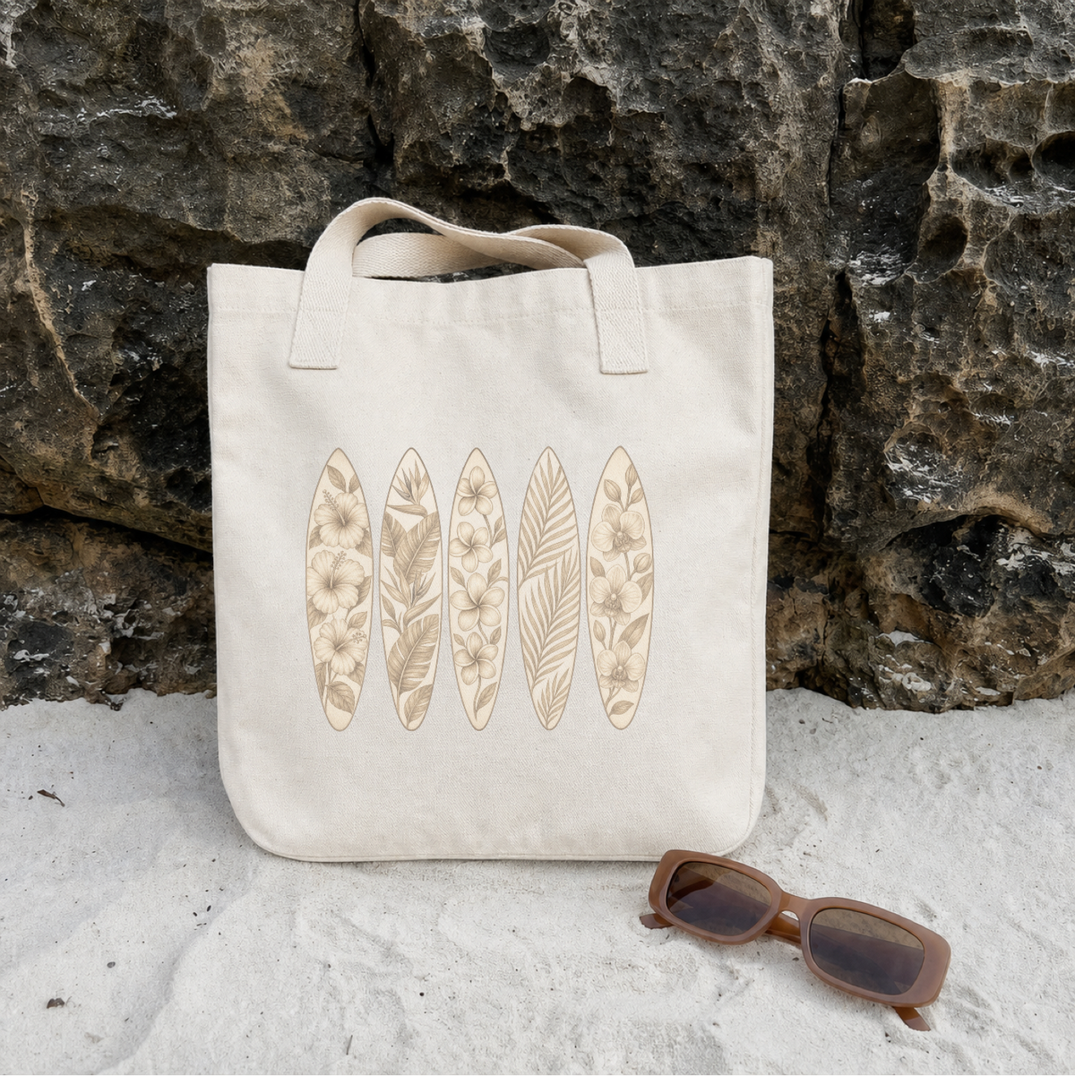 Floral Surfboard Tote Bag